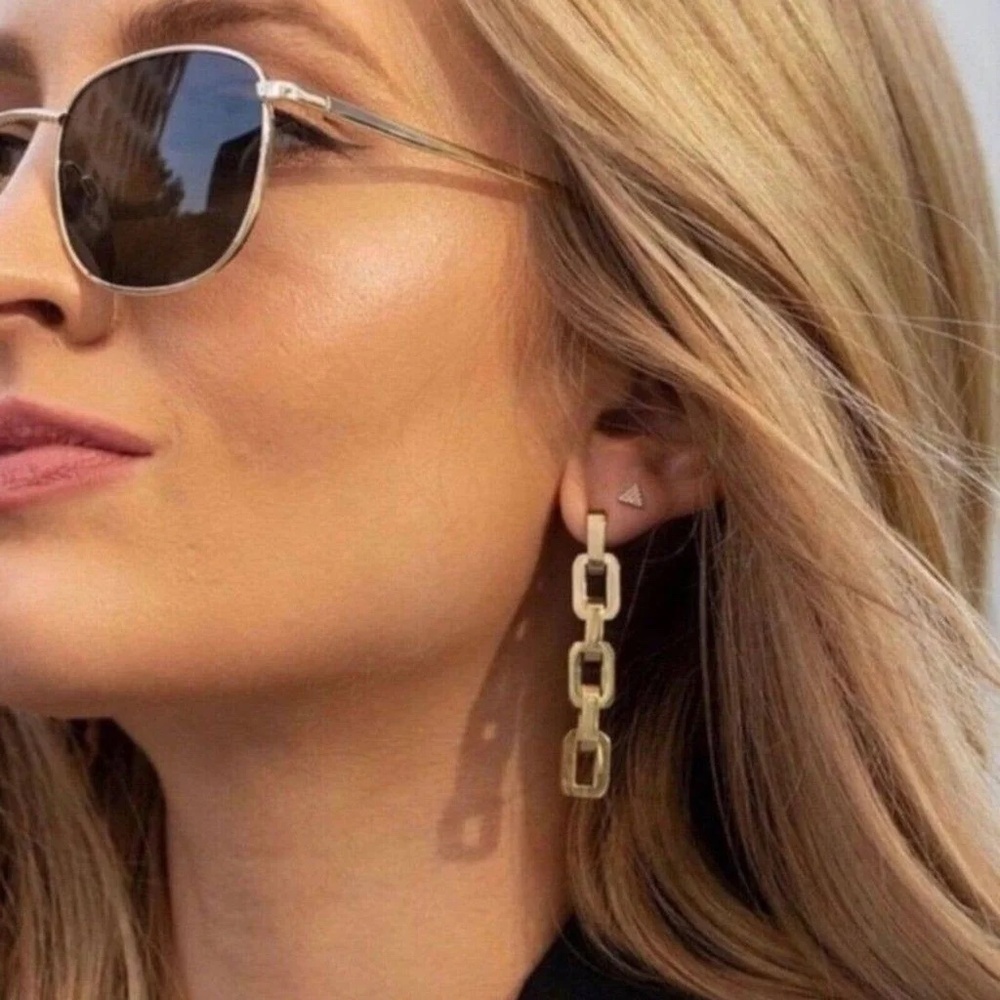 EDDIE BORGO Supra Chain Chunky Link 12K Gold Vermeil Earrings With Dust …